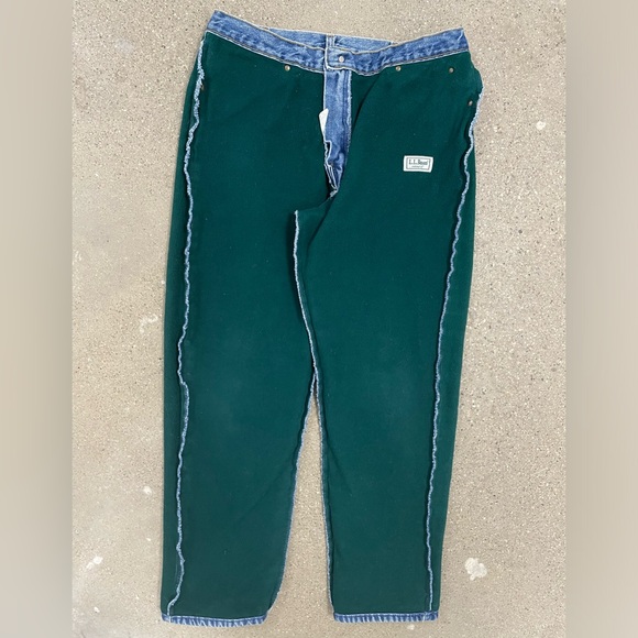Vintage L.L. Bean Fleece Lined Light Wash Denim Blue Jeans - 36X30 Straight Leg - Picture 13 of 15